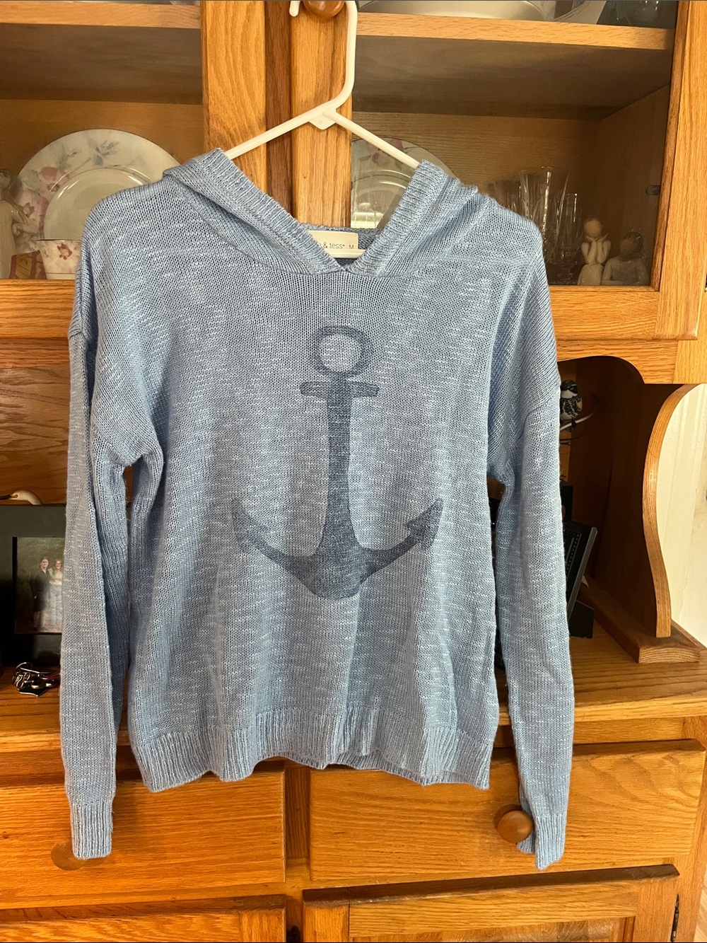 Light Blue Hooded Knit Sweater